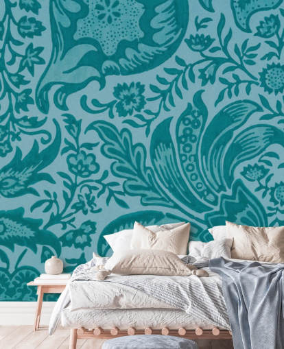paisley style blue wallpaper