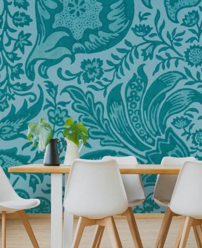 paisley-stijl blauw behang