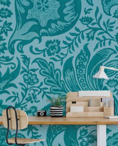 paisley stil blå tapet