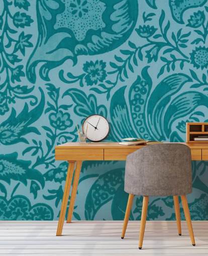 paisley stil blå tapet