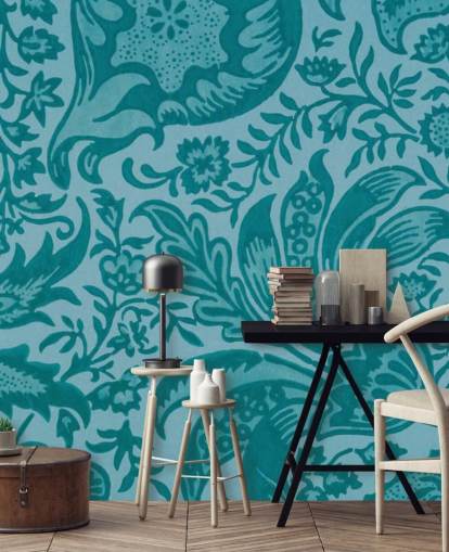 papel de parede azul estilo paisley papel de parede azul estilo paisley