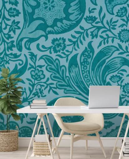 carta da parati blu stile paisley