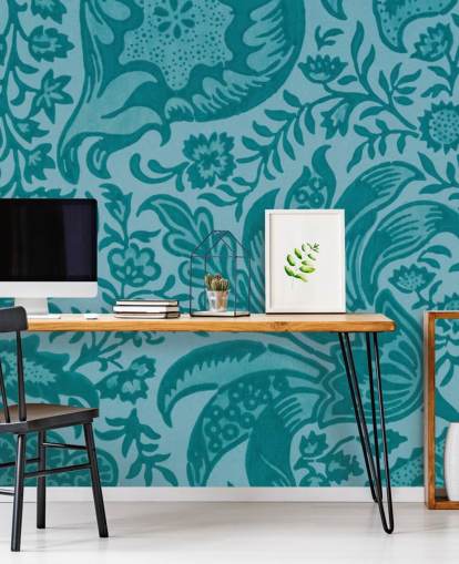 carta da parati blu stile paisley