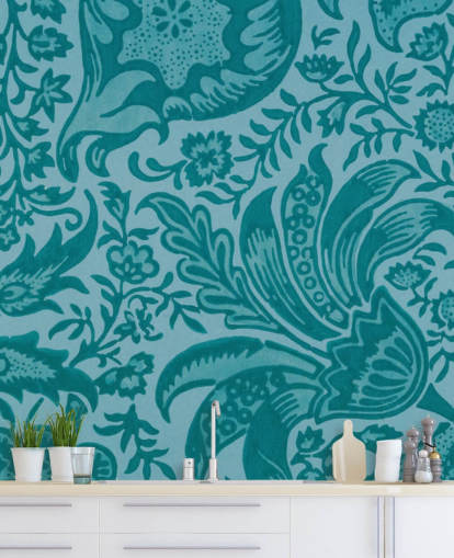 carta da parati blu stile paisley