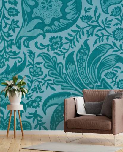paisley style blue wallpaper