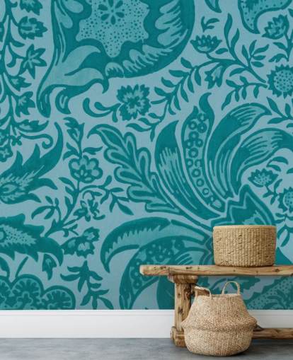 paisley stil blå tapet