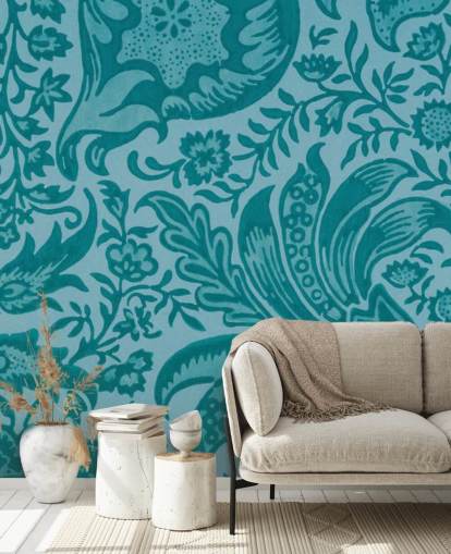 blaue Tapete im Paisley-Stil