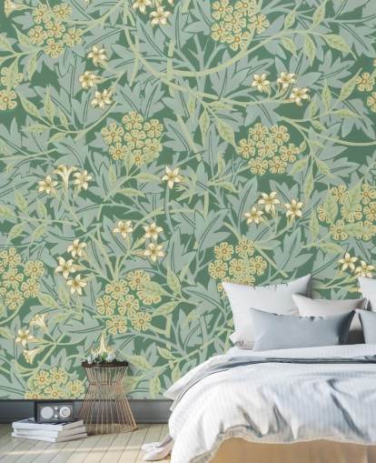 carta da parati verde foglie e fiori carta da parati verde foglie e fiori