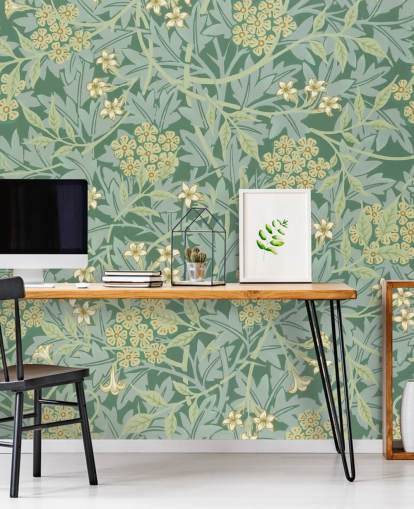 leaves and flowers green wallpaper