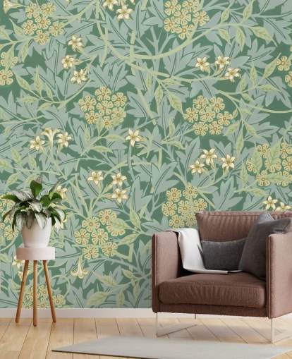 bladeren en bloemen groen behang bladeren en bloemen groen behang