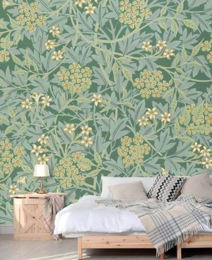 papel tapiz verde hojas y flores papel tapiz verde hojas y flores