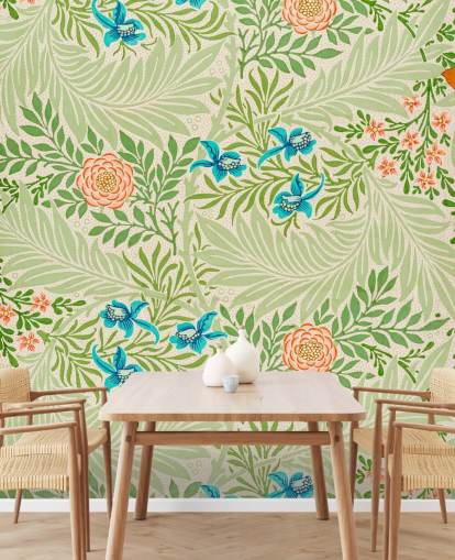 green leaves and pink and blue flowers wallpaper green leaves and pink and blue flowers wallpaper