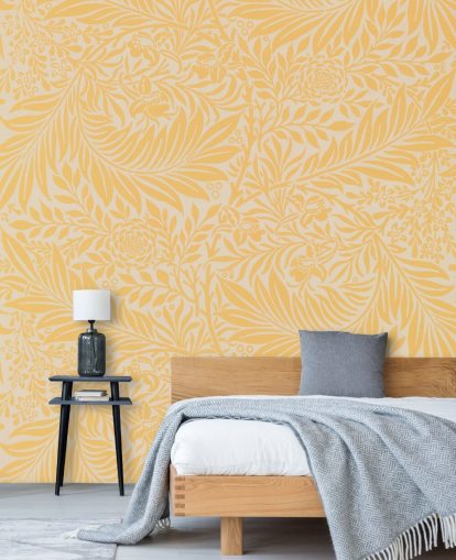 papel pintado floral vintage amarillo y blanco