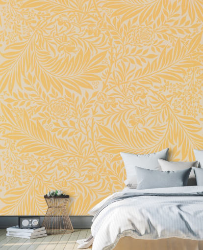 papel pintado floral vintage amarillo y blanco