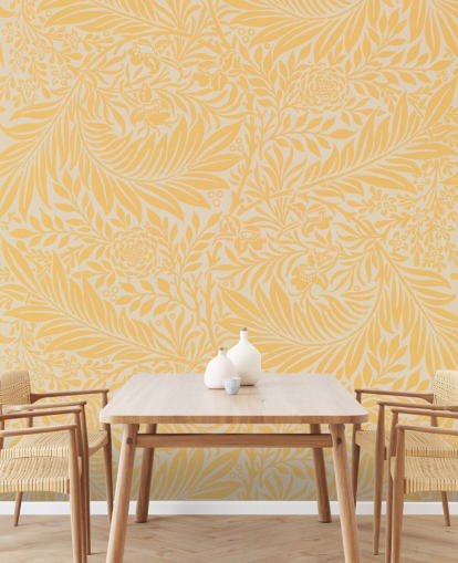 yellow and white vintage floral wallpaper