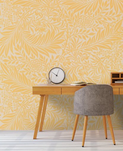 papel pintado floral vintage amarillo y blanco