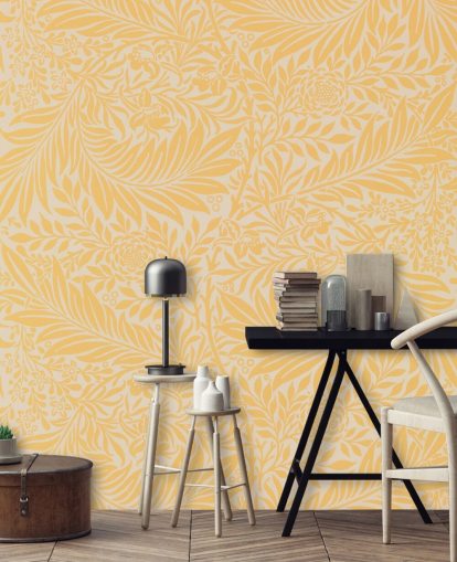 yellow and white vintage floral wallpaper