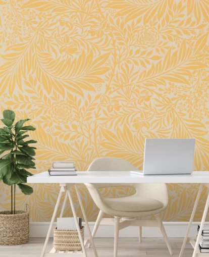 papier peint à fleurs vintage jaune et blanc