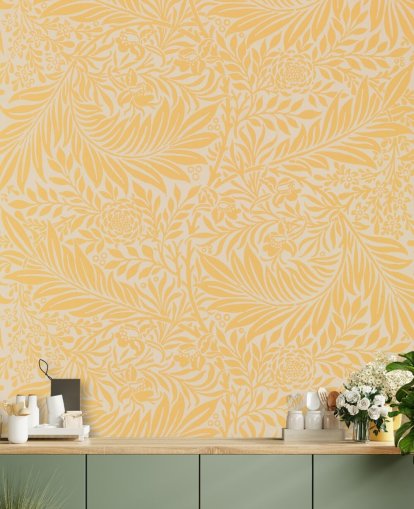 yellow and white vintage floral wallpaper