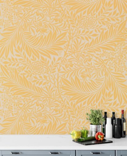 papier peint à fleurs vintage jaune et blanc