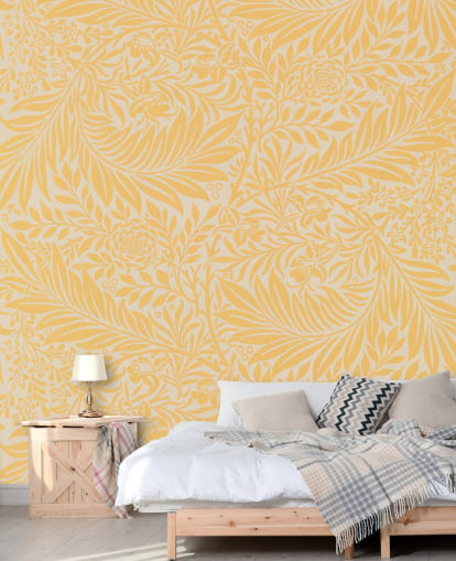 papier peint à fleurs vintage jaune et blanc