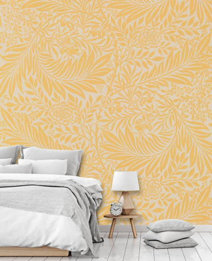 gul og hvit vintage floral tapet