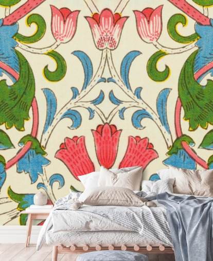 colourful vintage floral wallpaper