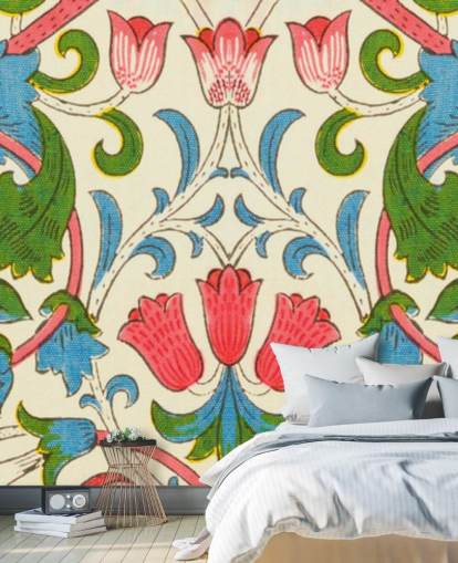 farverige vintage blomster tapet