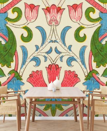 farverige vintage blomster tapet