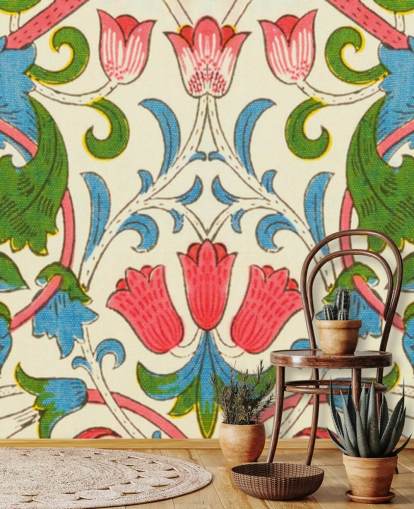 papel de parede floral vintage colorido papel de parede floral vintage colorido