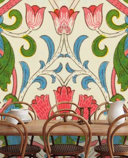 colourful vintage floral wallpaper