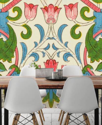 colourful vintage floral wallpaper