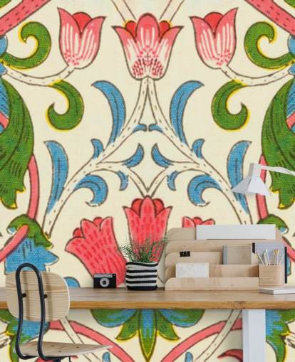 papel pintado floral vintage colorido