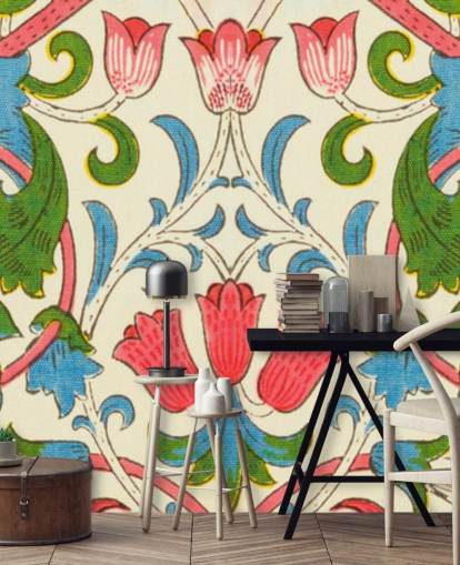 colourful vintage floral wallpaper