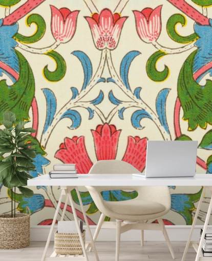 papel pintado floral vintage colorido