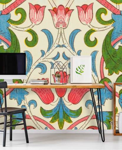 bunte Vintage-Blumentapete