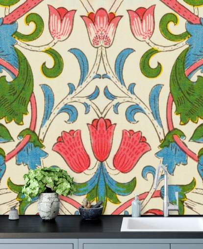 carta da parati floreale vintage colorata