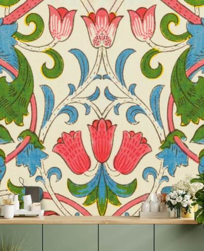 papel pintado floral vintage colorido