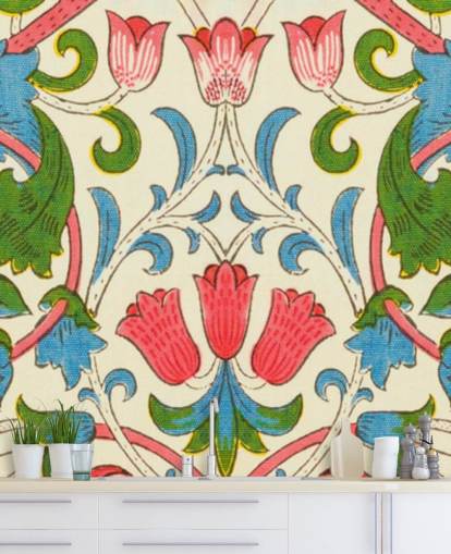 papel pintado floral vintage colorido