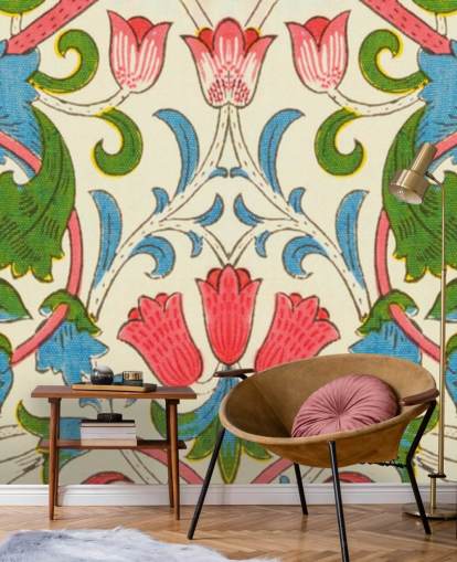 colourful vintage floral wallpaper
