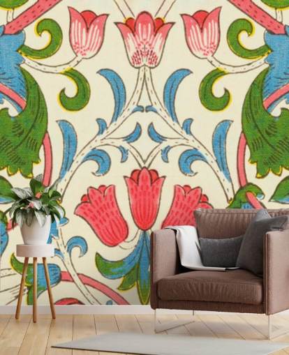 colourful vintage floral wallpaper