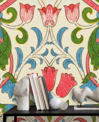 bunte Vintage-Blumentapete