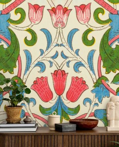 papier peint floral vintage coloré