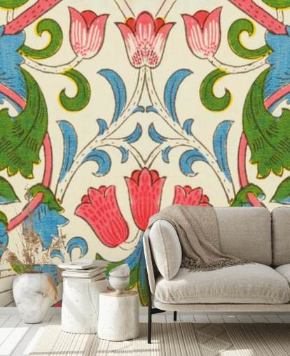 colourful vintage floral wallpaper