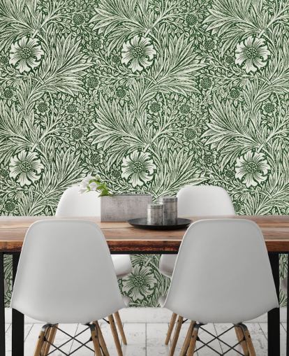 weiße und grüne Vintage-Blumen-Tapete