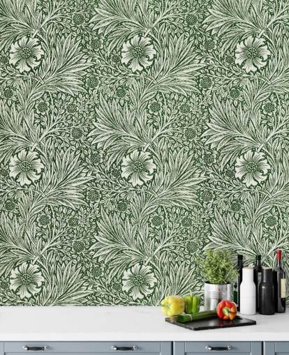 off hvit og grønn floral vintage tapet off hvit og grønn floral vintage tapet