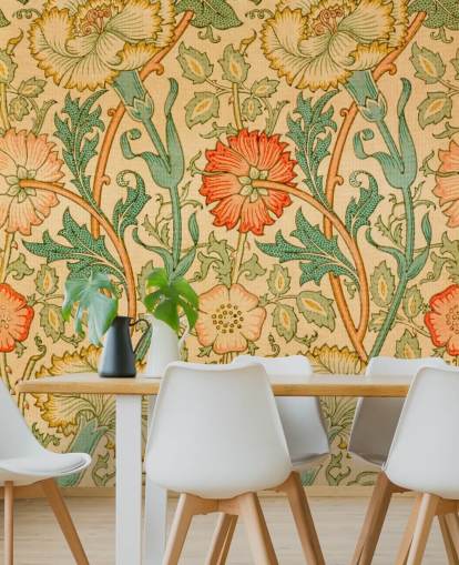 papel pintado floral vintage naranja y verde papel pintado floral vintage naranja y verde