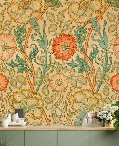 orange and green vintage floral wallpaper orange and green vintage floral wallpaper