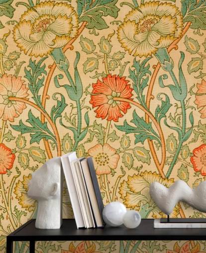 orange and green vintage floral wallpaper orange and green vintage floral wallpaper