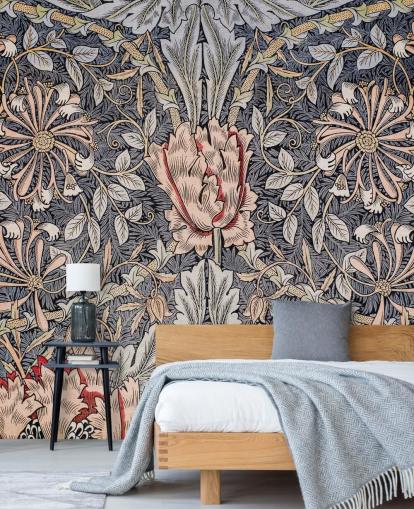 blue, pink and red vintage floral wallpaper blue, pink and red vintage floral wallpaper